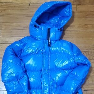 Bright Blue Puffer Jacket with Hood